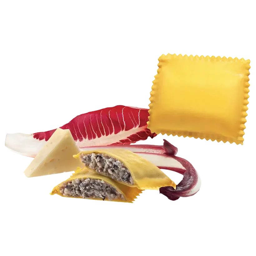 Ravioloni con formaggio Asiago DOP e "Radicchio Rosso di Treviso IGP"