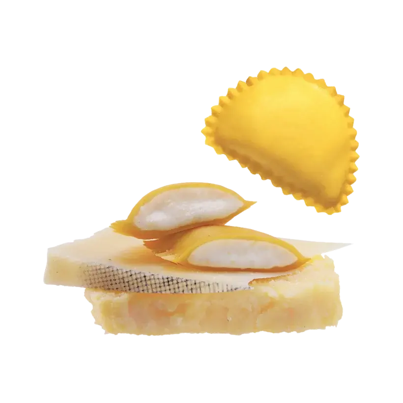 Raviolotti con polenta e "Montasio DOP"