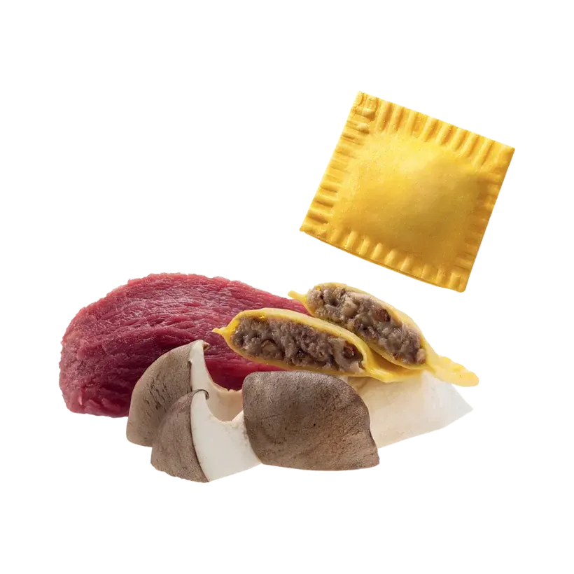 Quadrelli con chianina e cardoncelli