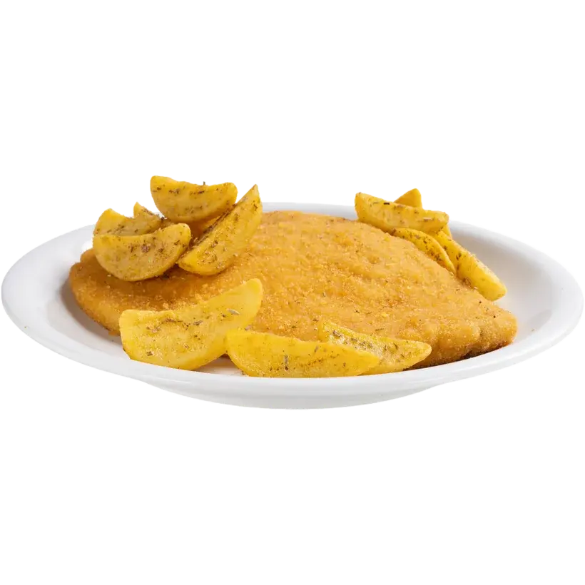 Cotoletta di pollo con patate a spicchio