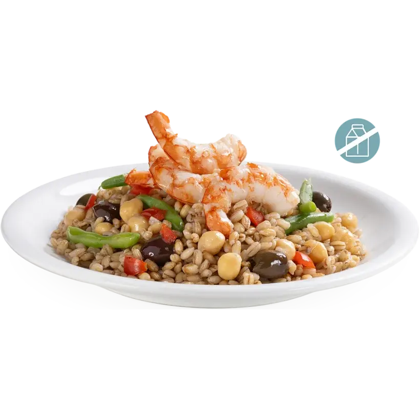 Orzo con gamberi e verdure